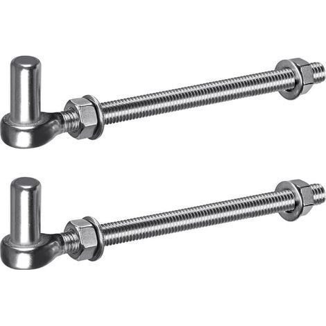 Charnières de porte M12, 2 pièces de 10 pouces, crochets métalliques, conviennent aux portails de ferme/clôtures en bois/allées. (1/5)