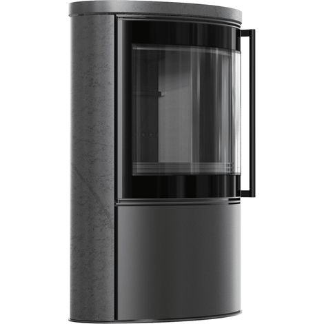 Stahlfreistehenderofen BJORN 150 7kW dekorative Speicherkeramik GRAFITE SATIN Keramikabdeckung schwarze Thermotec (1/5)