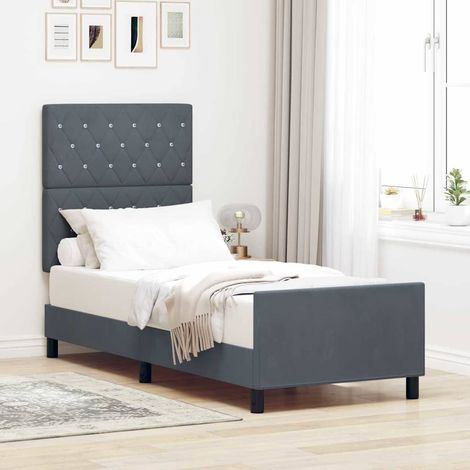 Boxspringbett mit Kopfteil Dunkelgrau 80 x 200 cm Samt