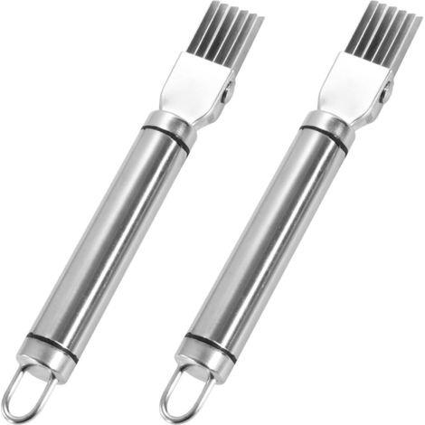 Coupe-Oignons Inoxydable 2 Pièces Poignée Ergonomique, Trancheuse Julienne Multifonction pour Légumes et Fruits, Cuisine Quotidienne et Découpe Oignons Verts