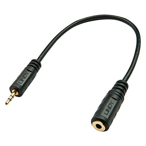 Lindy 35698 Premium Audio Kabel Klinkenstecker 2,5 mm Klinke männlich auf 3,5 mm weiblich, 20 cm