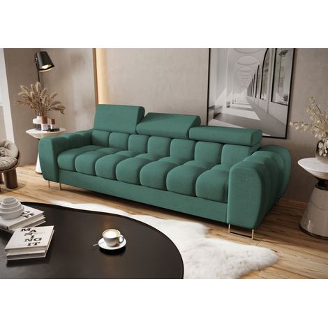 Sofa Designersofa BASTIEN 3-Sitzer in Stoff Moly Grün (1/2)