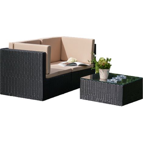 Set di mobili da giardino a 2 posti Cancun Nero
