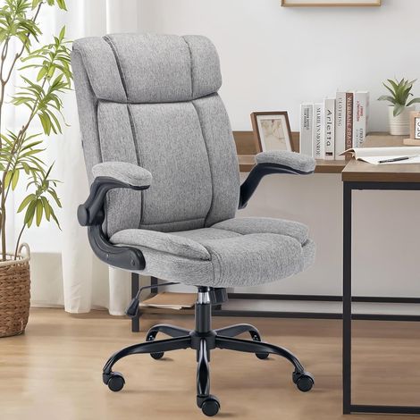 Bürostuhl Chefsessel Computerstuhl 150kg Stoff Grau Feste Kopfstütze (1/5)