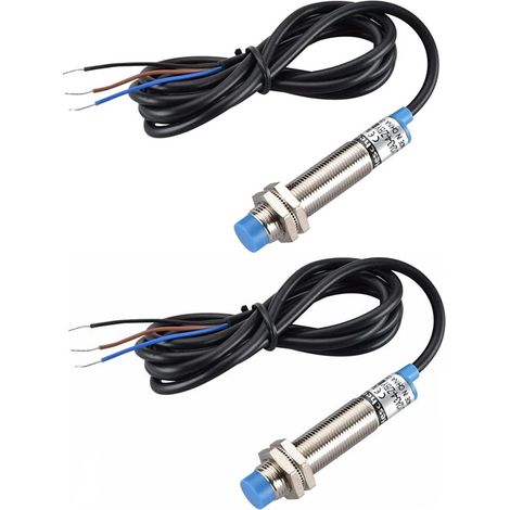 2 pièces Capteur de proximité inductif M12, Type de bouclier, détecteur LJ12A3-4-Z/BY, 4mm, 10-30VDC, 200mA, PNP, normalement ouvert (NO), 3 fils (1/5)