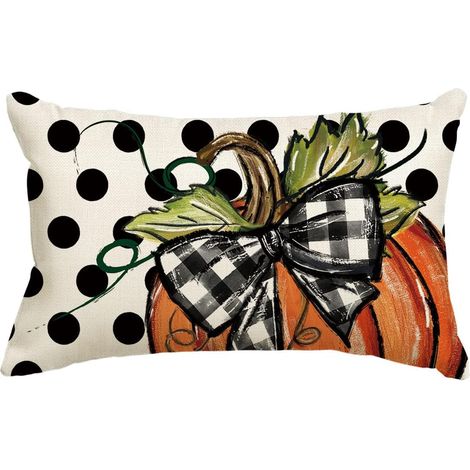 Copripusso decorativo per cuscino autunnale arancione 30 x 50 cm (1/5)