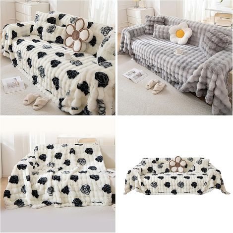 Copridivano spesso in peluche per animali domestici, asciugamano antiscivolo per divano, calda coperta invernale per soggiorno 180180 cm (1/4)