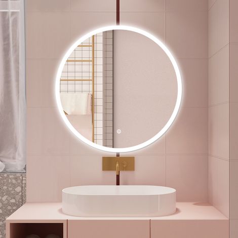 AICA SPECCHIO DA BAGNO ROTONDO CON LED 80 X 80 CM, ANTIAPPANNAMENTO, INTERRUTTORE A SFIORAMENTO (1/5)