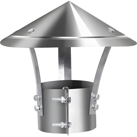 (Argent) Chapeau Cheminée, Acier Inoxydable 201, Résistant au Vent et à la Pluie, Couvercle de Cheminée de 200 mm de Diamètre, Adapté aux Tuyaux de 80 mm de Diamètre (1/5)