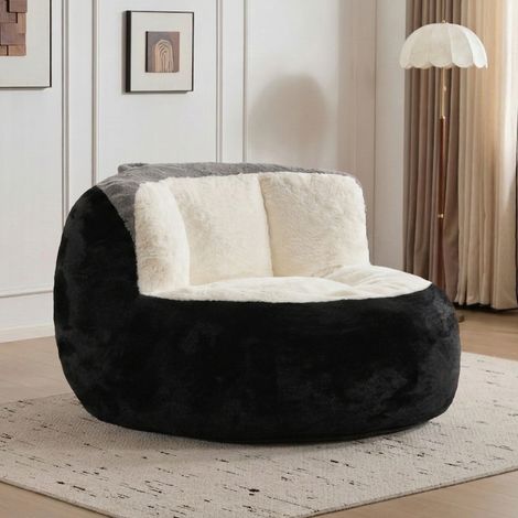 Canapé pouf 110x106x77 cm multicolore, dossier haut, fausse fourrure, sans montage MEUBLIV (1/5)