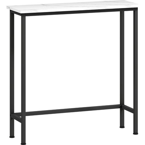 Console d'entrée avec plateau imitation marbre et pieds réglables 75 x 24 x 76 cm noir (1/5)