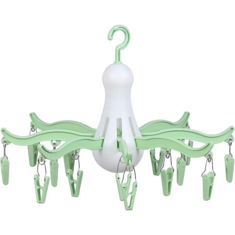 Sèche-linge pliant avec 16 pinces à linge turquoise, étendoir à vêtements robuste, grille de séchage pratique pour intérieur et extérieur, lot de 16 accessoires de séchage. (1/5)