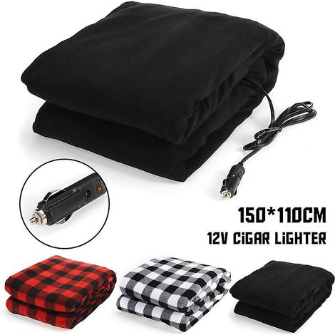 Manta eléctrica doble negra de 12 V con termostato para colchón calefactable suave. (1/4)