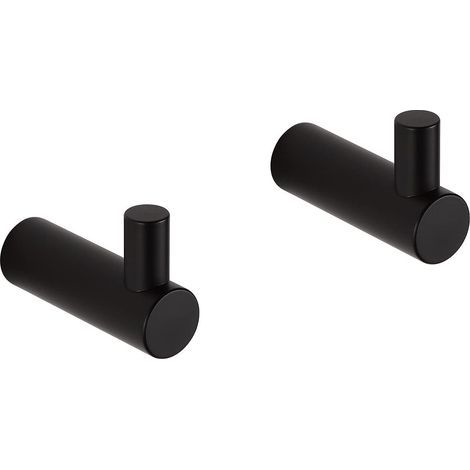 Set of 2 stainless steel wall hooks for bathroom and kitchen, black (1/4)
