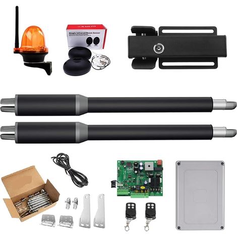 Kit d'ouvre-portes automatiques Ouvre-porte actionneur linéaire engrenage à vis sans fin DC ouvre-porte pivotant automatique Tube électrique, lumière, bouton, opérateur GSM pour accessoires de portail (1/5)