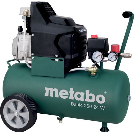 Metabo – Compresseur Basic 250-24 W 601533000 – Débit d'air 110 l/min – Pression max. 8 bar – Moteur à piston lubrifié – 24 l