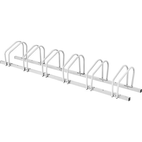 Portabici per 6 biciclette in acciaio robusto 180 x 32,5 x 26 cm solido e compatto in argento 200019329