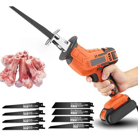 Machine à scie à os, Scie de boucherie domestique commerciale électrique, Scies alternatives électriques, scie à os de boucher portative avec lames de scie, pour couper la viande/os/bois,2Battery (1/5)