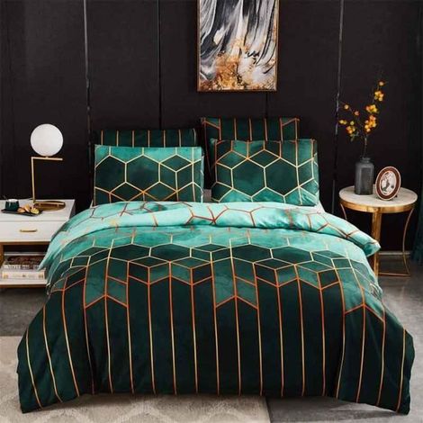 Housse de Couette - Imprimée 3D - Jaune - 3 Pièces - Style Scandinave - 200x200 cm (1/3)