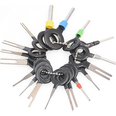 CCYKXA 18Pcs Car Release Tool, Auto Terminals Removal Tool Set, Car Cable Connector Removal, Car Electrical Wiring Crimp Connector Pin Extractor Kit (1/3)