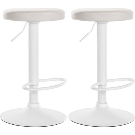 Set di 2 sgabelli da bar dal design semplice con seduta sintetica bianca e struttura in metallo bianco TDB10683