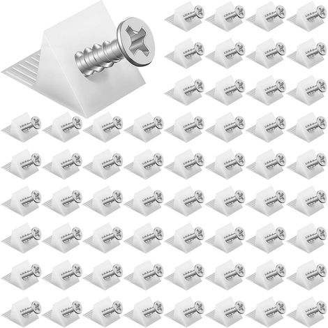 Lot de 100 supports de tiroir, angle de tiroir avec vis de fixation de code, cales de réparation en plastique pour fond de meubles, renfort de fond de tiroir, blanc (1/5)