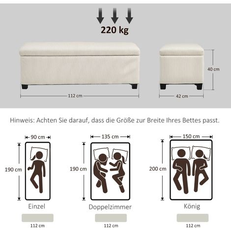 Banc coffre de rangement 112 x 42 x 40 cm en polyester beige avec pieds en acier HAVRYA (1/4)