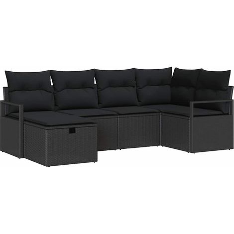 Maison Exclusive - Gartensofa-set mit Kissen 6 pcs Schwarz Poly-R