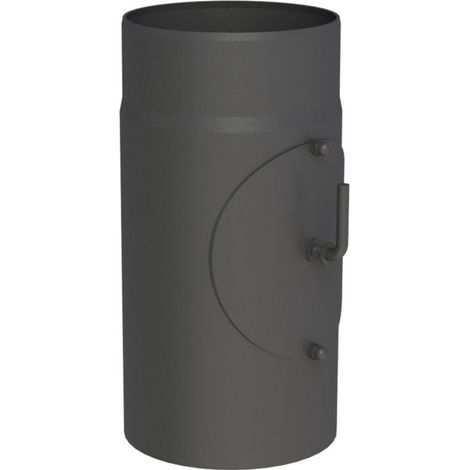 Le Sanitaire – Conduit de fumée Ø 150 mm – Tuyau de poêle 300 mm avec clapet de régulation – Tôle d'acier laquée résistante à 600°C