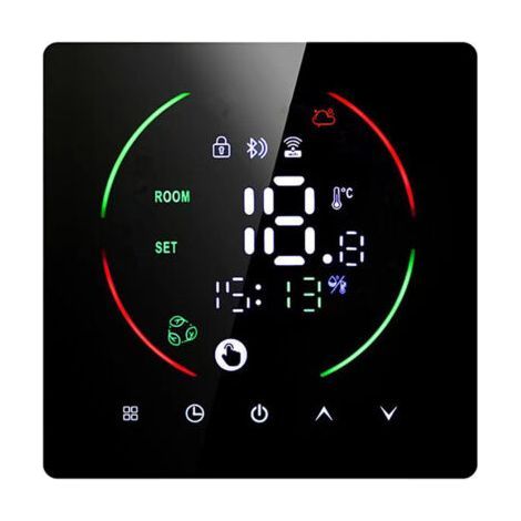Termostato inteligente Termostato de calefacción Termostato de ambiente Termostato de calefacción por suelo eléctrico 16A LED Pantalla táctil digital Negro tonchean (1/5)