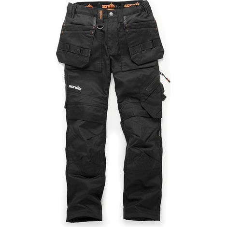 Pantalon Scruffs ajusté noir tissu sergé léger durable (1/5)