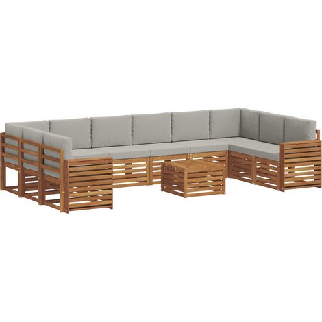 Outdoor Sofa Set 11 pcs Natural and Light Grey vidaXL (1/5)