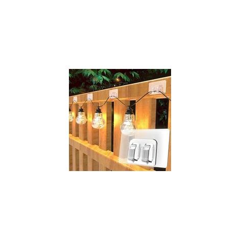 25 Crochets Adhésifs pour Guirlandes Lumineuses Extérieures, Installation Sans Outils, Imperméables, Résistants aux UV, Support de Câbles pour Décoration de Noël, Patio, Jardin, Balcon (1/3)