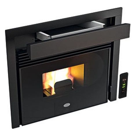 Punto Fuoco – Insert cheminée à granulés ventilé 6.5 kW – PREZZEMOLO – Volume de chauffe jusqu'à 150 m3 – Rendement 91.5% – Télécommande incluse