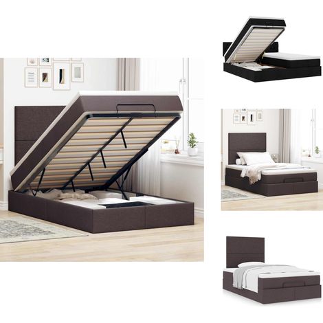 Ottoman-Bett mit Matratze Dunkelbraun 120x190 cm Stoff - Ottoman-Bett - Ottoman-Betten - Bettrahmen - Bettgestell (1/5)