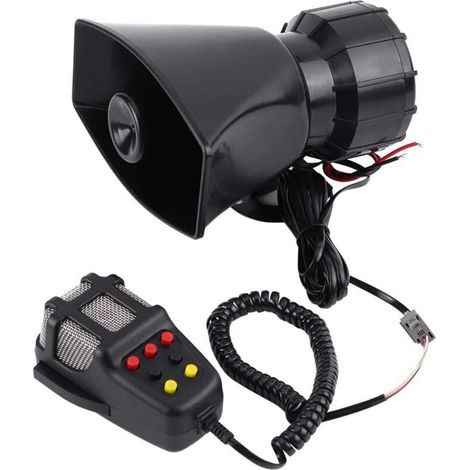 Elektronische Warnsirene für Auto und Motorrad mit Mikrofon 100W 12V 7 Töne, (1/4)