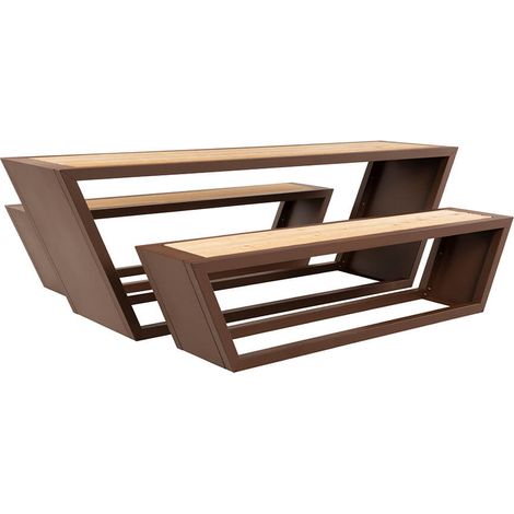 HOME DELUXE - Set di sedute in acciaio e larice siberiano KOBON - Made in Germany (1/3)
