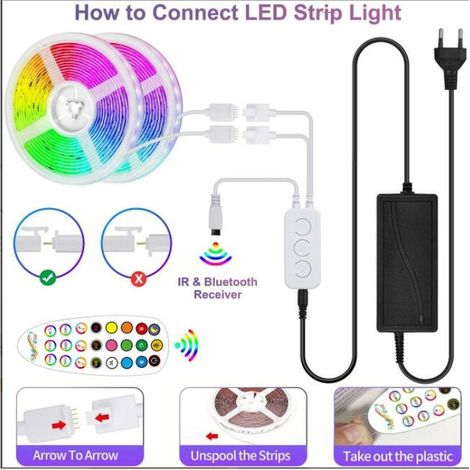 Ruban LED 20M, Bande LED RGB Multicolore Musical avec Télécommande, Bandeau LED Auto-adhésif,16 Couleurs et 4 Modes Décor pour Chambre Maison Télévision… (1/4)