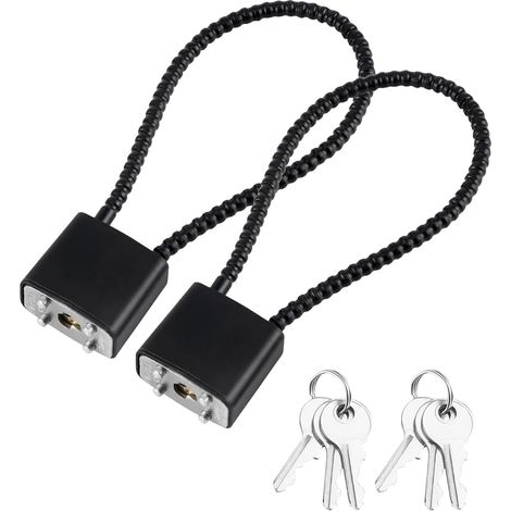 Cadenas en Corde d'acier,2 Pièces à Câble avec Clés,cadenas à câble flexible avec clés pour poubelle à roulettes, vélo, valise, portail, casier de gym (1/5)