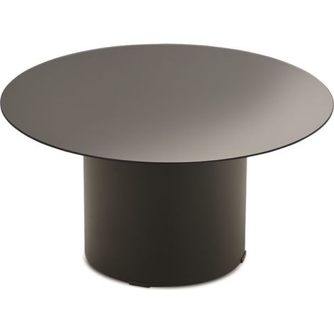 Tavolino tondo WAYLON 60 con base in metallo Nero e piano in vetro Fume'