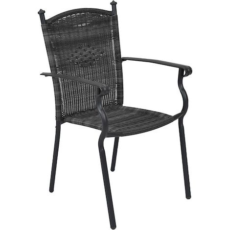 Roma Stapelsessel 2er Set grau Aluminium/Kunststoffgeflecht