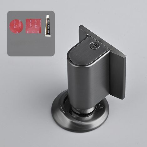Butée de porte sans perçage, métal, anti-vent au sol, invisible, anti-collision, pour salle de bain, chambre, gris (1/4)