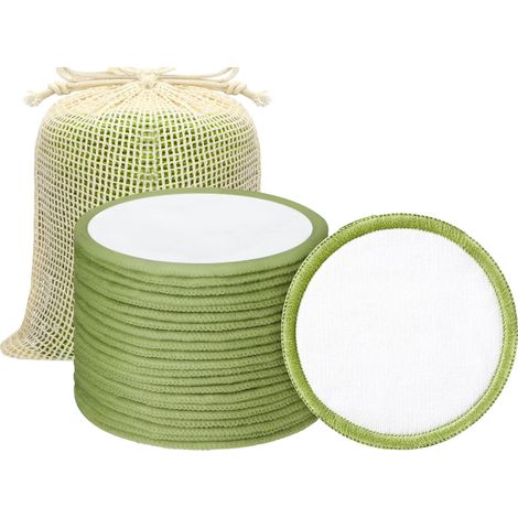 Disques démaquillants réutilisables bio, lavables et écologiques, en coton de bambou naturel, pour tous types de peau. (1/5)