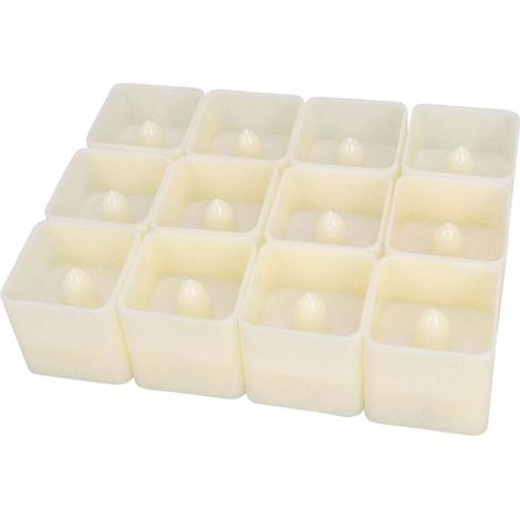12 lampes bougies carrées à effet bougie, bougies chauffe-plat électroniques sans flamme, décorations de fête, maison, bar, café - Paillettes jaunes (blanc) (1/4)