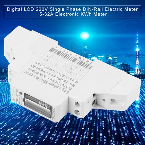 Compteur électrique numérique 220V monophasé sur rail DIN 5-32A kWh mètre électronique (1/5)