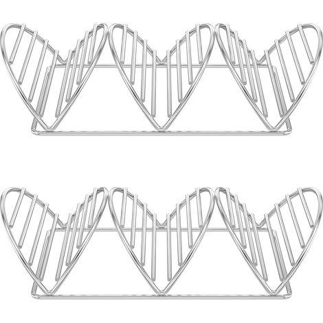 Lot de 2 Supports à taco, Acier inoxydable 304, 3 racks, Pour four et air fryer, Cuisine maison (1/5)