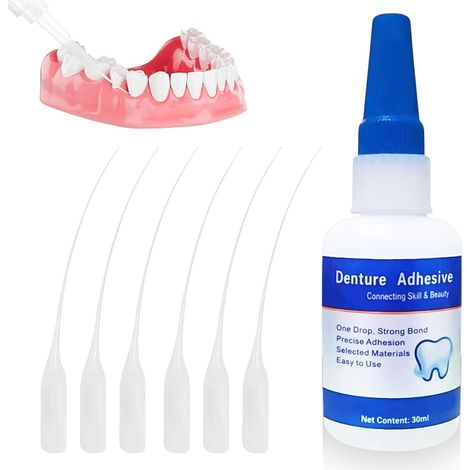 Colle Pour Appareil Dentaire Cassé Ciment Dentaire 50ml Avec 6 Pipettes Séchage Rapide, Résistant À Chaleur Et À L'eau, Convient Au Collage Dent D'autres Matériaux (1/5)
