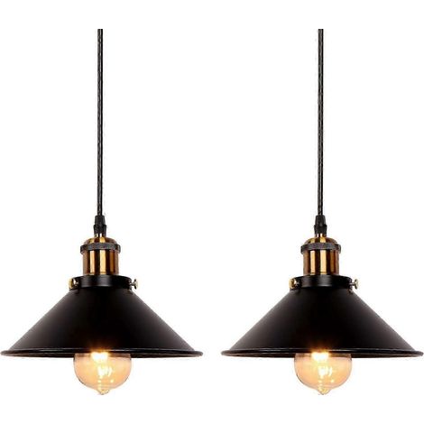 JIAJIEFANG 2 Sets Vintage-Industrie-Pendelleuchten aus schwarzem Eisen für Küche, Balkon (1/2)