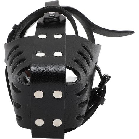 Muselière pour chien ajustable et confortable en similicuir, style panier, pour empêcher les aboiements et les mordillements. (1/5)