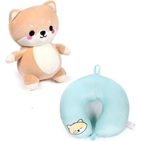 Almohada de viaje y peluche 2 en 1 para perros